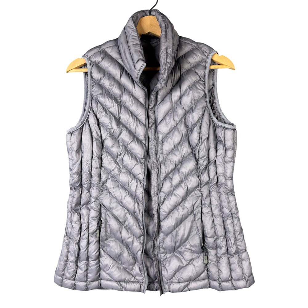 32 Degrees Heat Ultra Light Down Puffer Vest Lavender Gray Chevron Quilted S